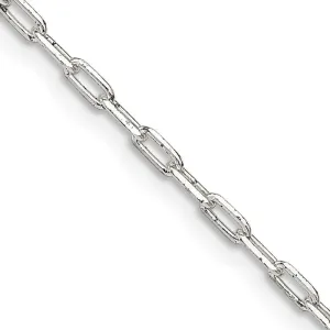 Sterling Silver 2mm Elongated Open Link Chain Necklace