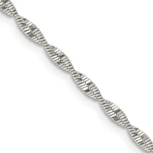 Sterling Silver 2mm Twisted Herringbone Chain Necklace