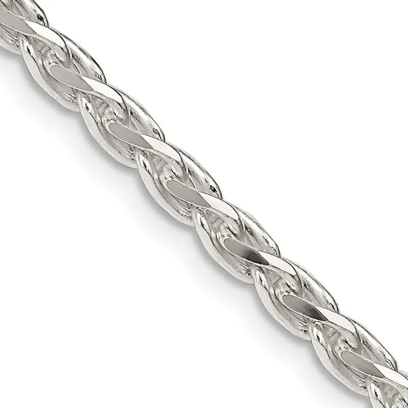 Sterling Silver 3.75mm Diamond-cut Spiga Chain Necklace