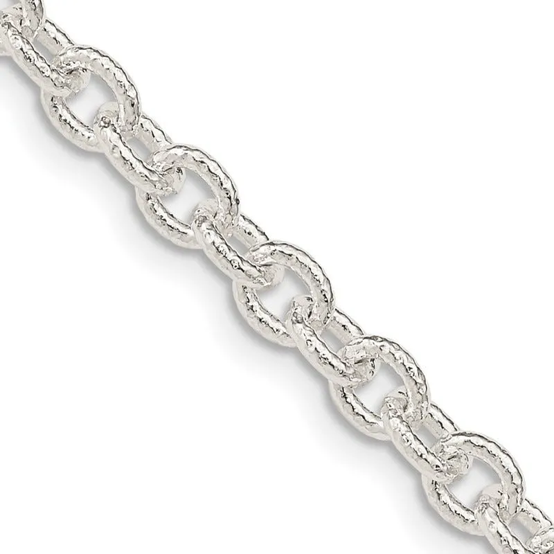 Sterling Silver 4.55mm Fancy Patterned Rolo Chain Necklace