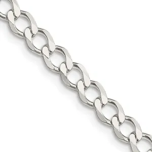 Sterling Silver 5.3mm Semi-solid Flat Curb Chain Necklace