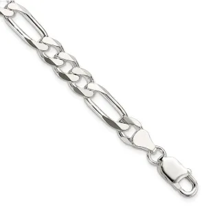 Sterling Silver 7.5mm Figaro Chain Bracelet