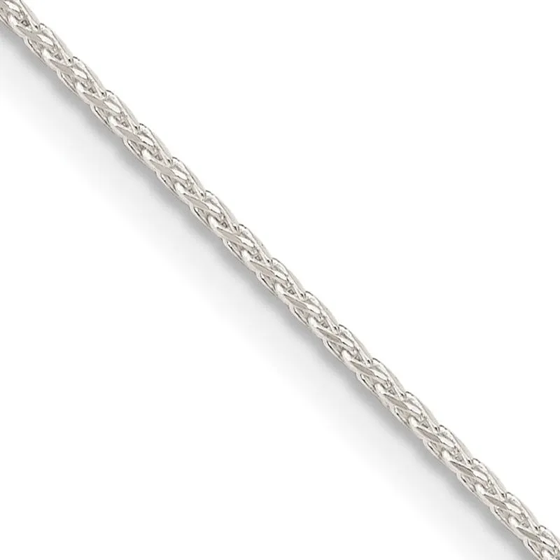 Sterling Silver .95mm Diamond-cut Round Spiga Chain Necklace w/4in ext.