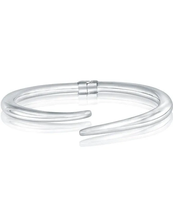 Sterling Silver Offset Plain Electroform Hinge Bangle