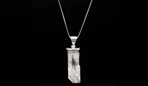 Sterling Silver Raw Quartz Crystal Pendant Necklace