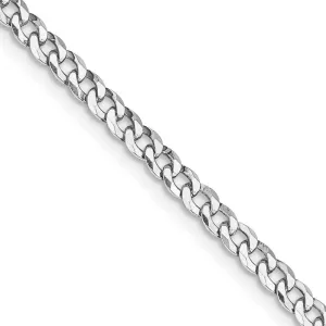 Sterling Silver Rhodium-plated 3.2mm Beveled Curb Chain Necklace