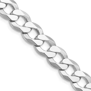 Sterling Silver Rhodium-plated 9.75mm Flat Curb Chain Necklace