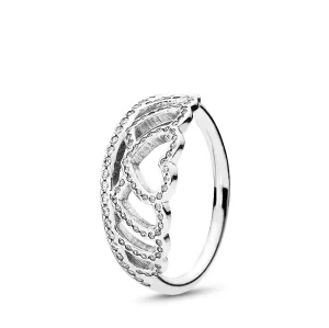 Tiara silver ring with clear cubic zirconia