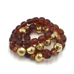 Tortoise & Gold Stack and Stretch Bracelets Set