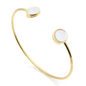 Trendy Geometric Double Round Shell Bracelet Plated 18K Gold Bangles Classic Fashion Jewellery Opening Design Bracelet For Women