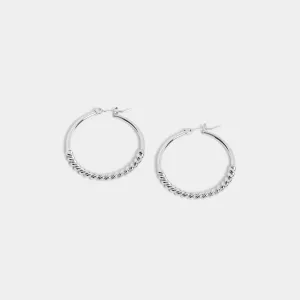 Twisted Metal Hoop Earring - Silver