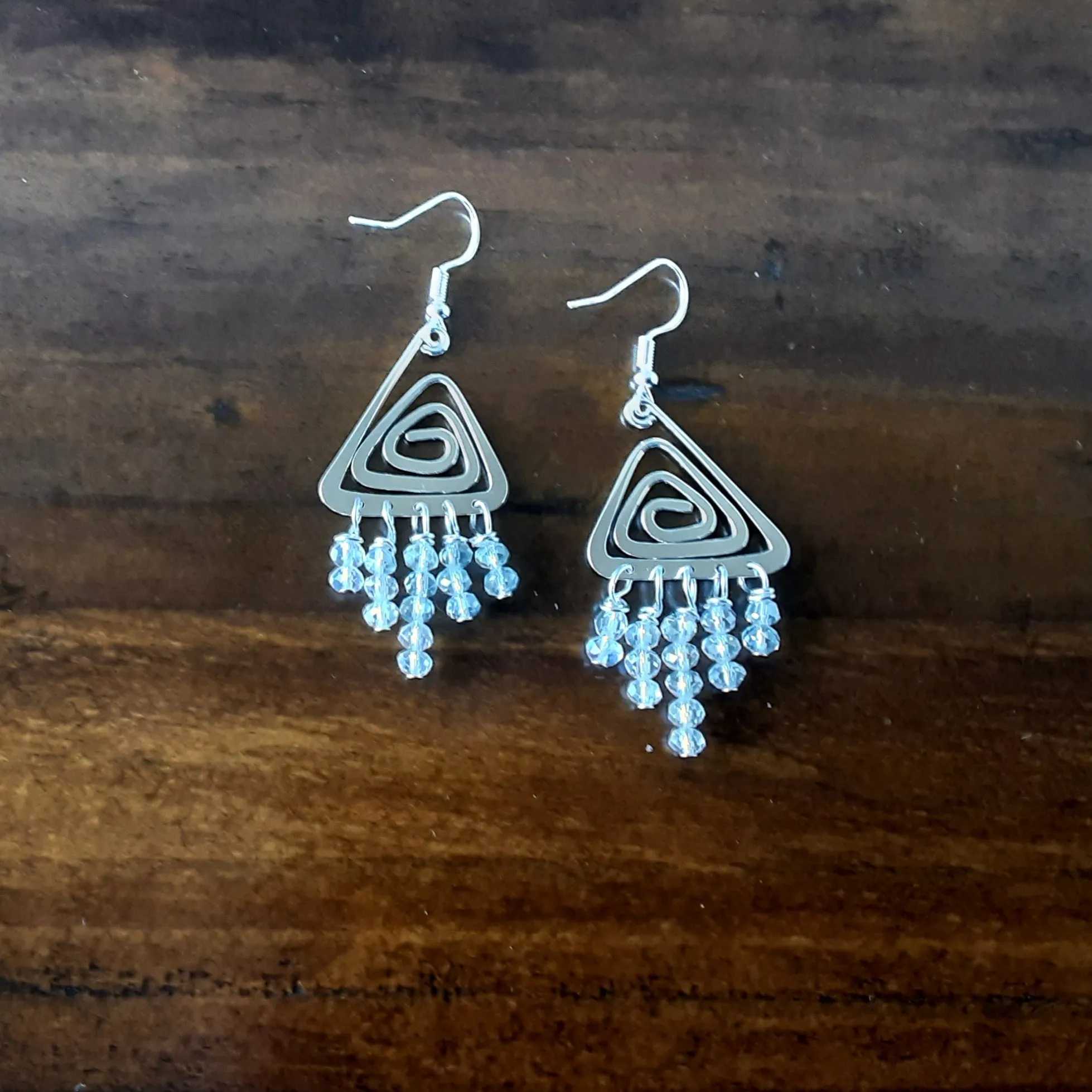 Unique Chrystal Chandelier Earrings in Silver or Gold Plated - Bridal Modern Statement Dangles