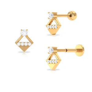 Unique Diamond Geometric Tragus Earring in Gold