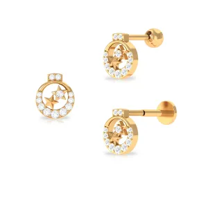 Unique Diamond Gold Star Cartilage Earring