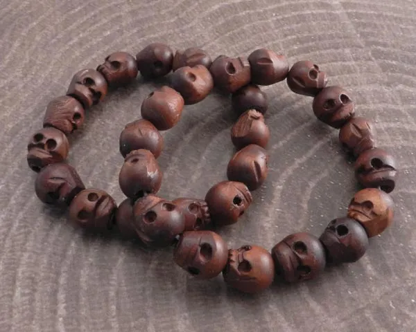 Wood Skull Bead Bracelet Bundle