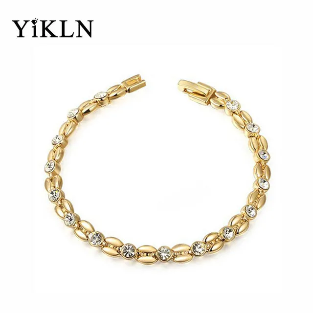 YiKLN Rose Gold Color Inlay Cubic Zirconia Wheat-shaped Bracelets & Bangles Jewelry Austrian Crystal Bracelet L2060802490